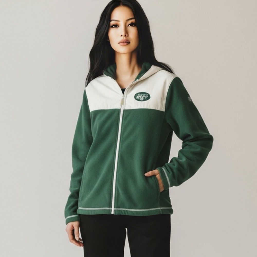 NFL NEW YORK JETS Full Zip Hooded Jacket, Size Large